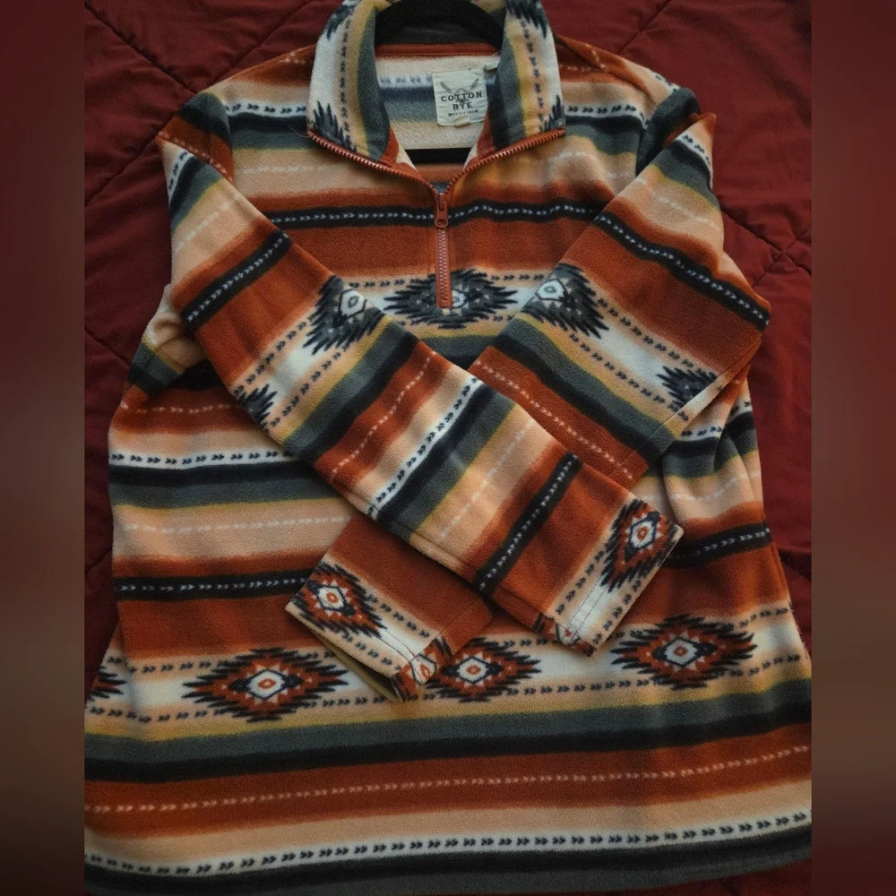 Cotton And Rye Oufitters - Womens Aztec Quarter Zip Fleece - Picture 1 of 6